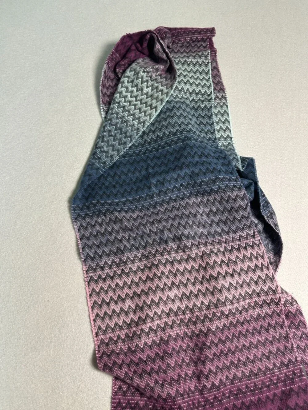 Softer Than Cashmere? Soft Zigzag Acrylic Scarf Black Fringe Ombre Purple & Gray